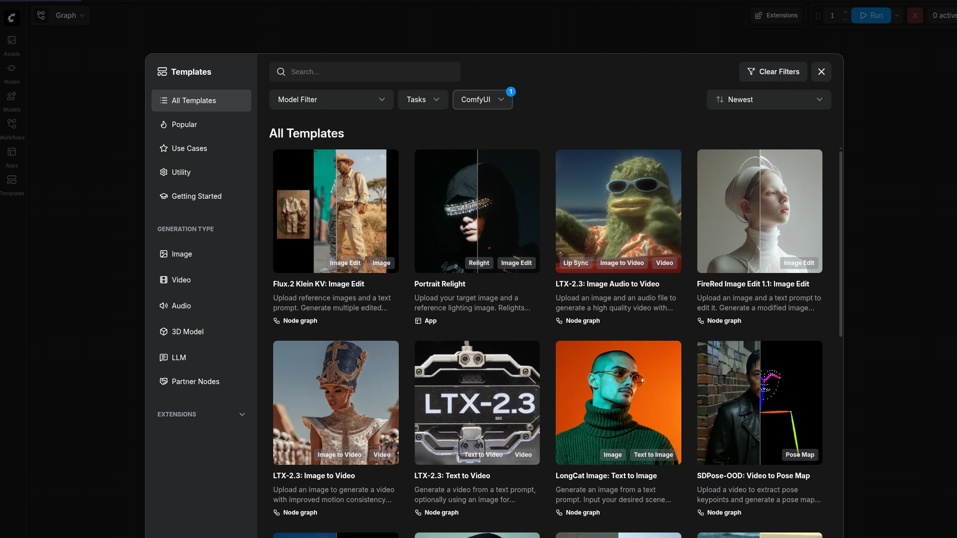 ComfyUI templates UI